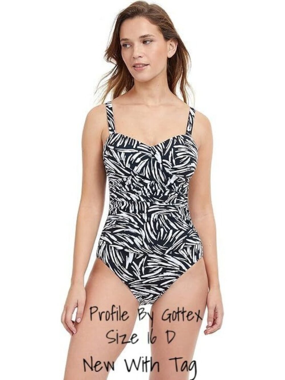 Profile by Gottex Women's D-Cup One Piece Swimsuit - Black 16D - New With tag
